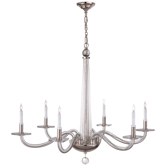 Visual Comfort Signature CHC 1141PN Six Light Chandelier, Polished Nickel and Clear Glass