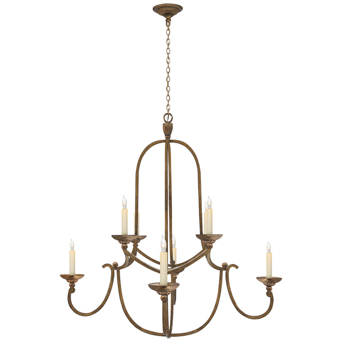 Visual Comfort Signature CHC 1494GI Eight Light Chandelier, Gilded Iron
