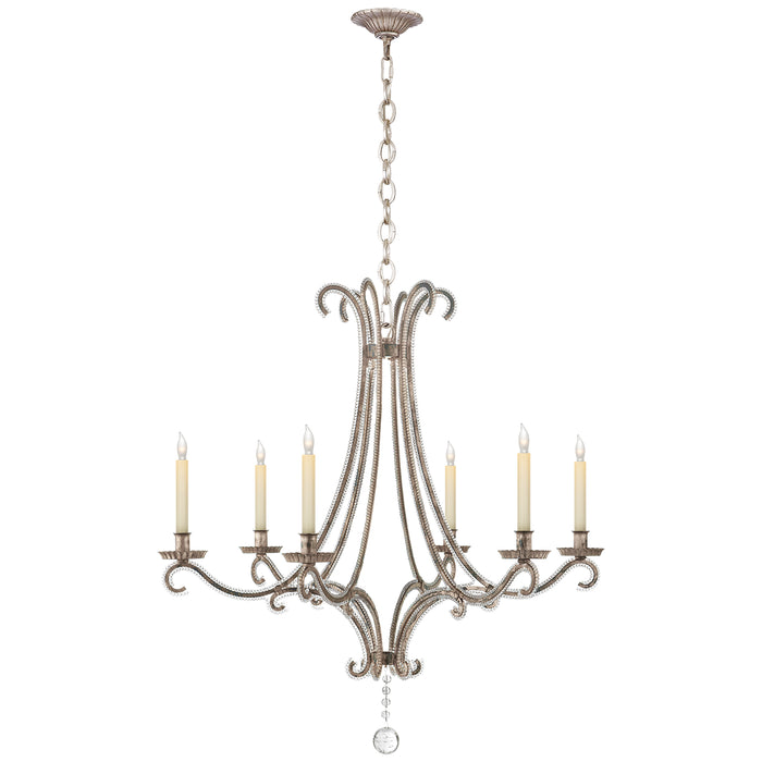 Visual Comfort Signature CHC 1550BSL-CG Six Light Chandelier, Burnished Silver Leaf