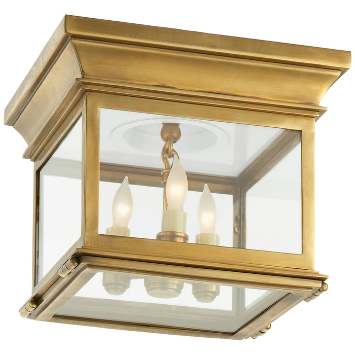 Visual Comfort Signature CHO 4310AB-CG Three Light Flush Mount, Antique-Burnished Brass