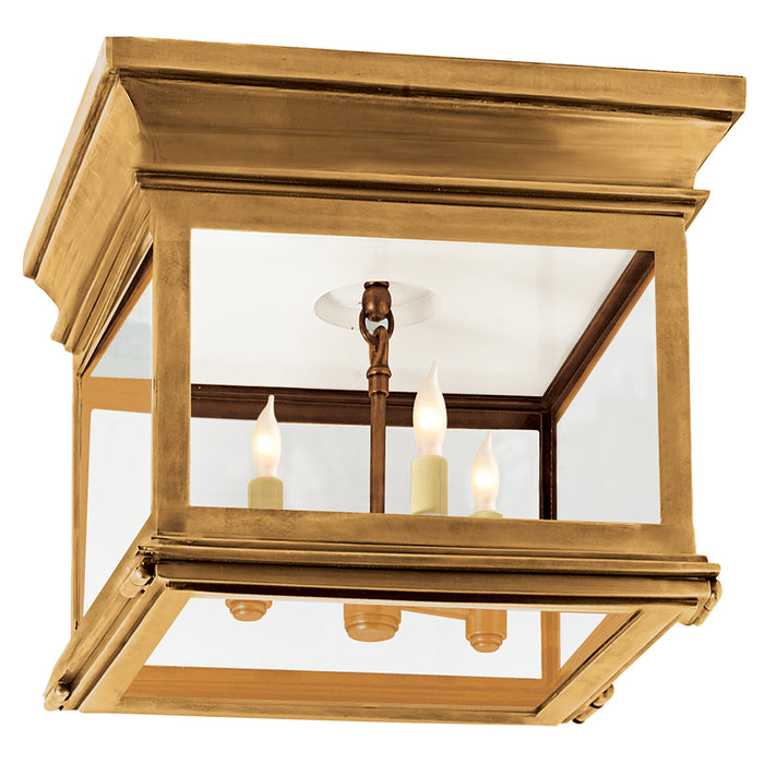 Visual Comfort Signature CHO 4310AB-CG Three Light Flush Mount, Antique-Burnished Brass
