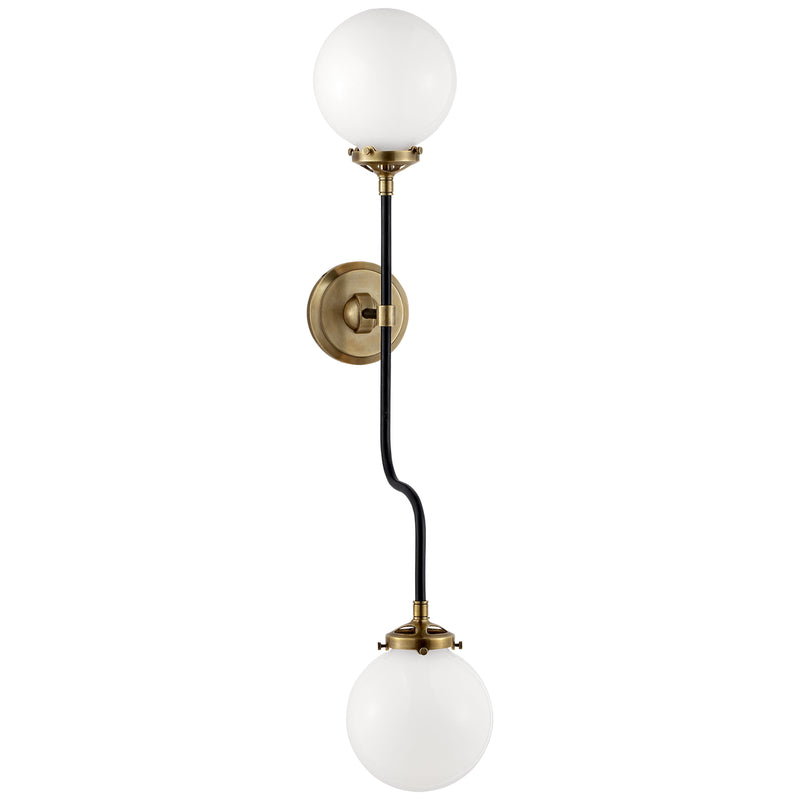 Visual Comfort Signature S 2022HAB-WG Two Light Wall Sconce, Hand-Rubbed Antique Brass