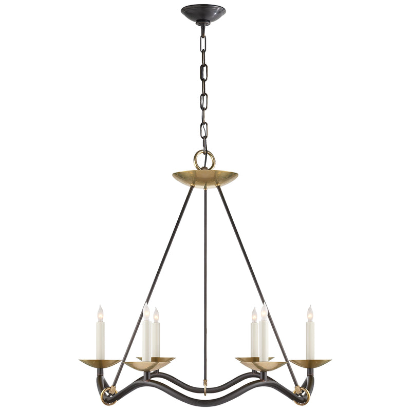 Visual Comfort Signature S 5040AI Six Light Chandelier, Aged Iron