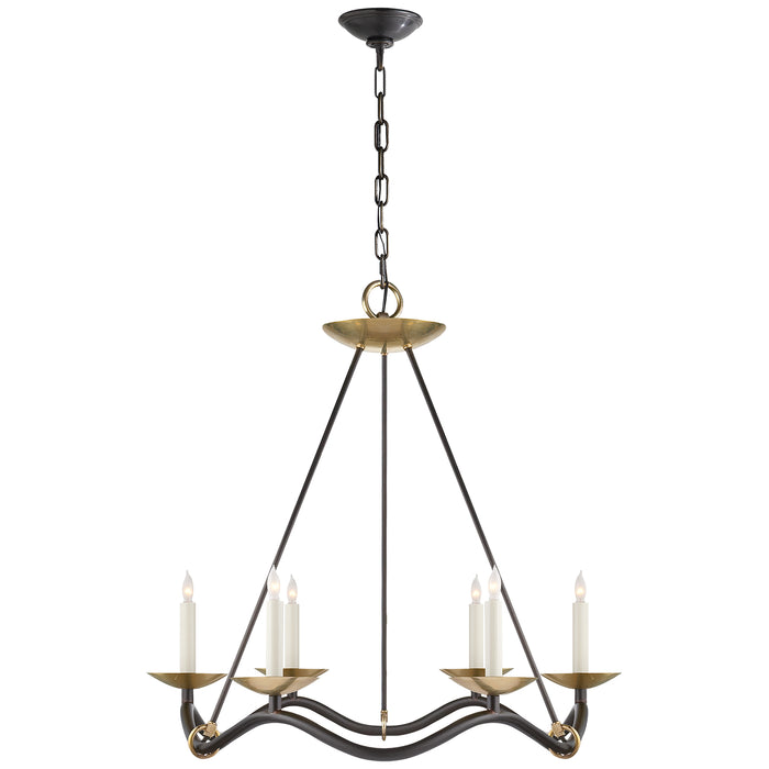 Visual Comfort Signature S 5040AI Six Light Chandelier, Aged Iron