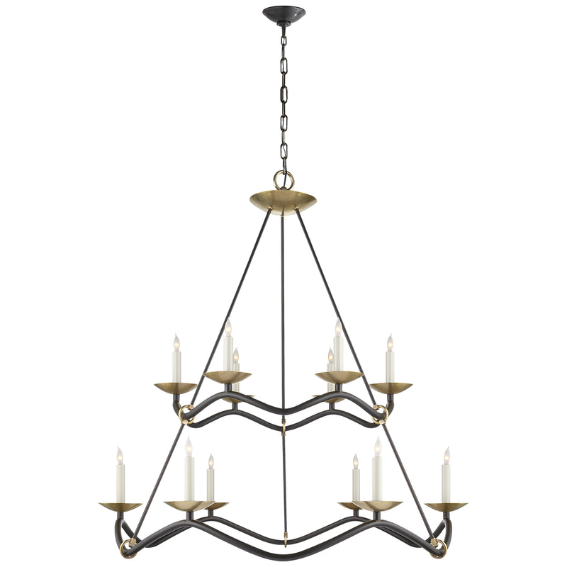 Visual Comfort Signature S 5041AI 12 Light Chandelier, Aged Iron
