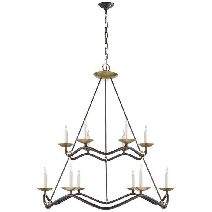 Visual Comfort Signature S 5041AI 12 Light Chandelier, Aged Iron
