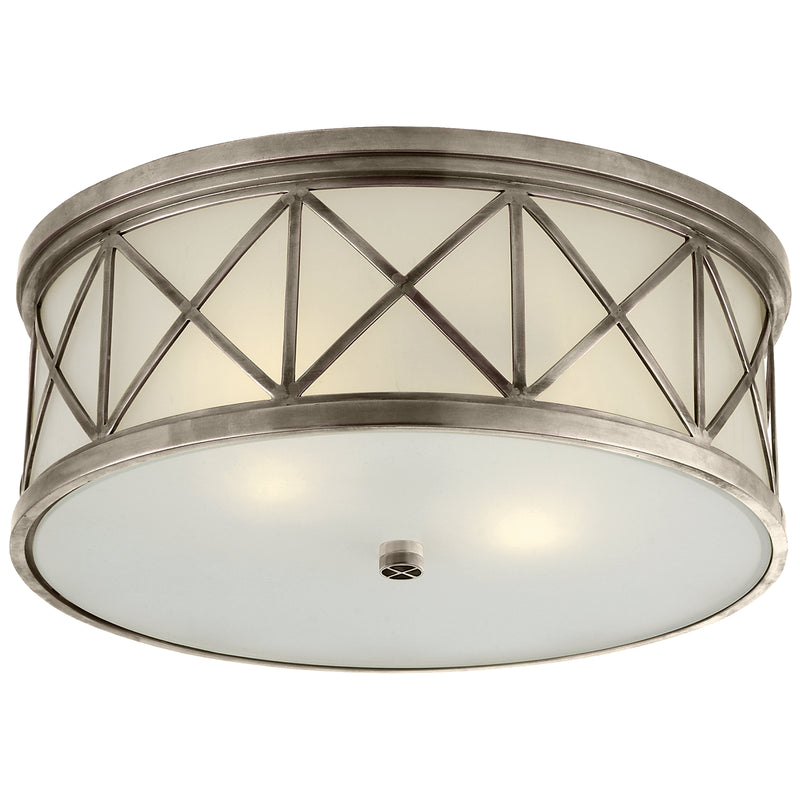 Visual Comfort Signature SK 4011AN-FG Three Light Flush Mount, Antique Nickel