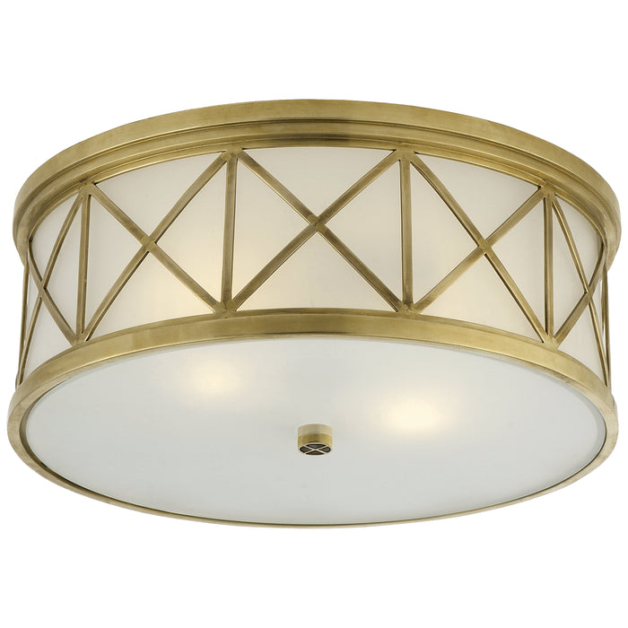 Visual Comfort Signature SK 4011HAB-FG Three Light Flush Mount, Hand-Rubbed Antique Brass