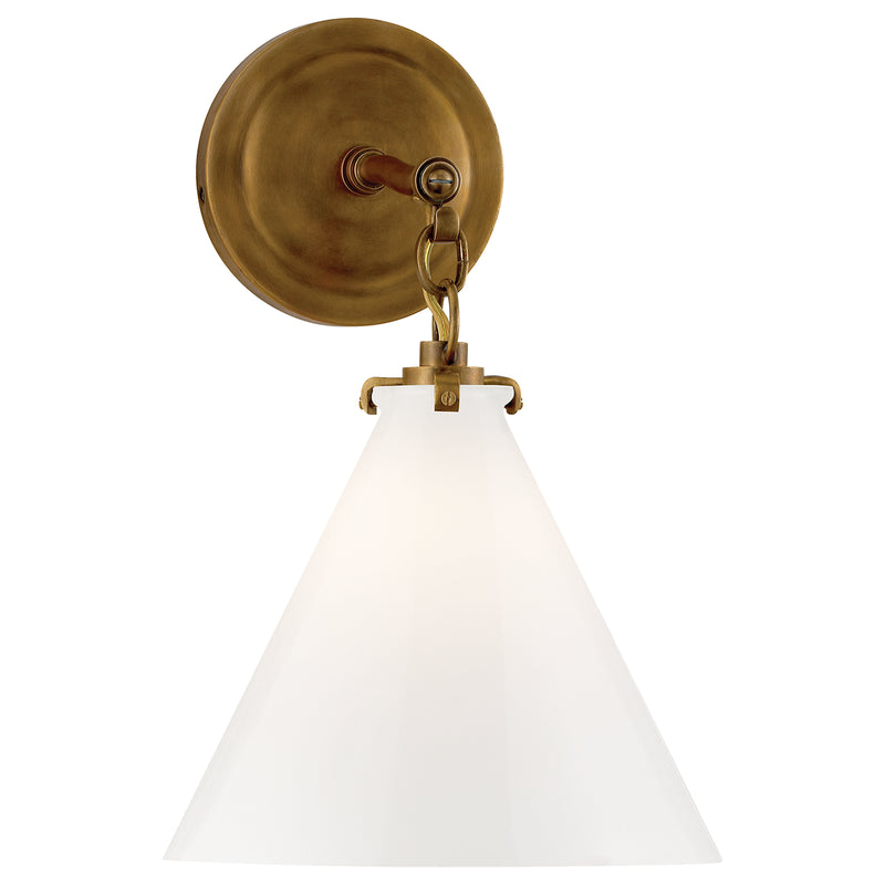 Visual Comfort Signature TOB 2225HAB/G6-WG One Light Wall Sconce, Hand-Rubbed Antique Brass