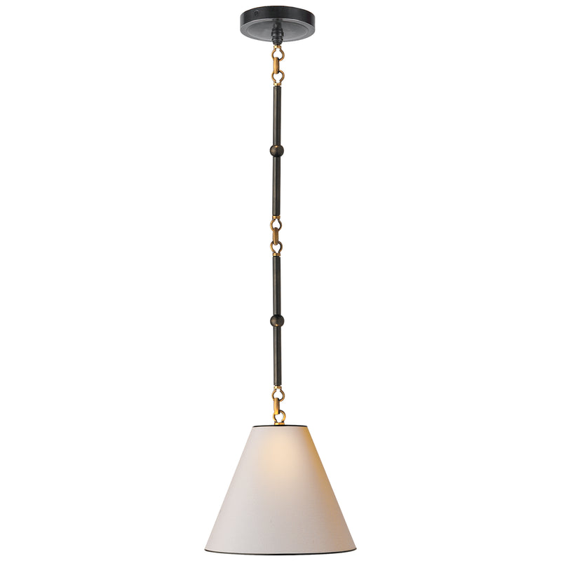 Visual Comfort Signature TOB 5089BZ/HAB-NP/BT One Light Pendant, Bronze With Antique Brass