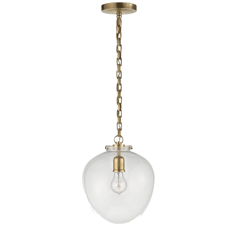 Visual Comfort Signature TOB 5226HAB/G2-CG One Light Pendant, Hand-Rubbed Antique Brass