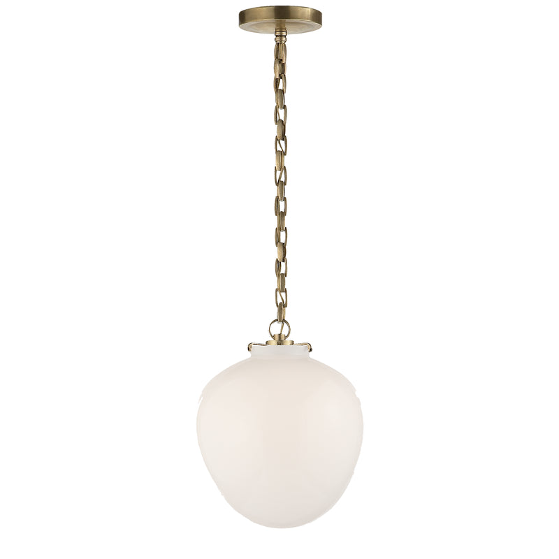 Visual Comfort Signature TOB 5226HAB/G2-WG One Light Pendant, Hand-Rubbed Antique Brass