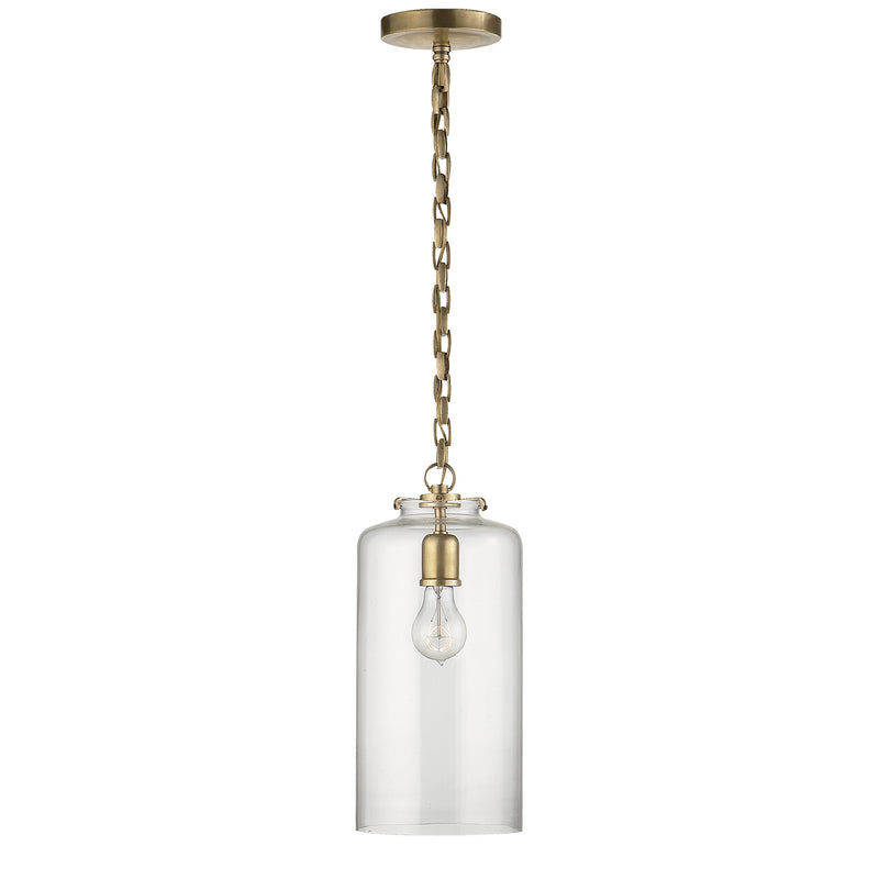 Visual Comfort Signature TOB 5226HAB/G3-CG One Light Pendant, Hand-Rubbed Antique Brass
