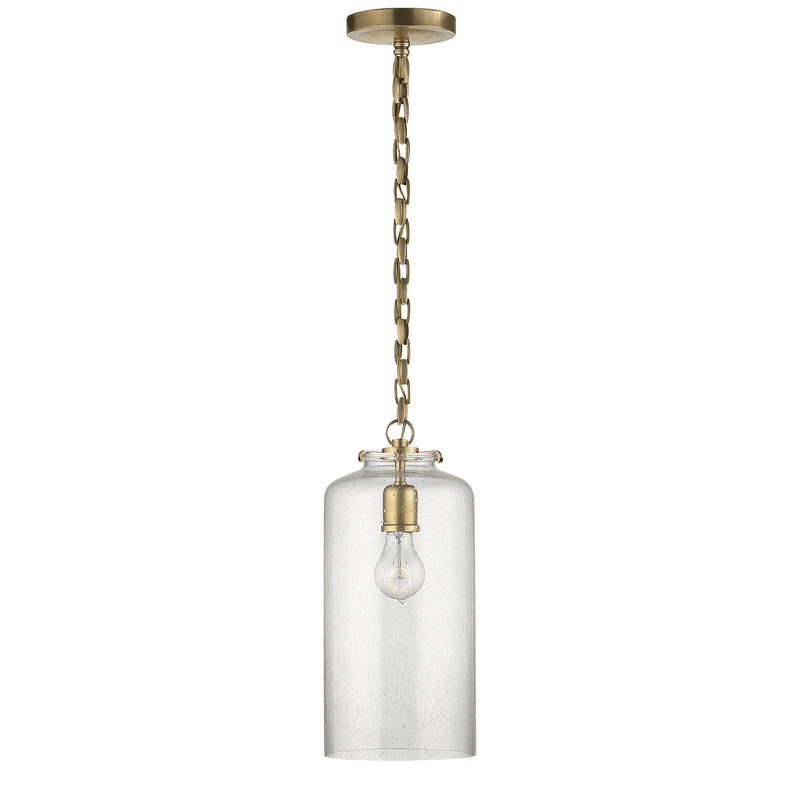 Visual Comfort Signature TOB 5226HAB/G3-SG One Light Pendant, Hand-Rubbed Antique Brass