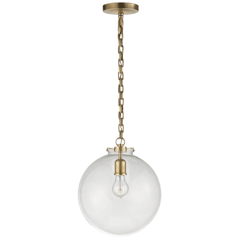 Visual Comfort Signature TOB 5226HAB/G4-CG One Light Pendant, Hand-Rubbed Antique Brass
