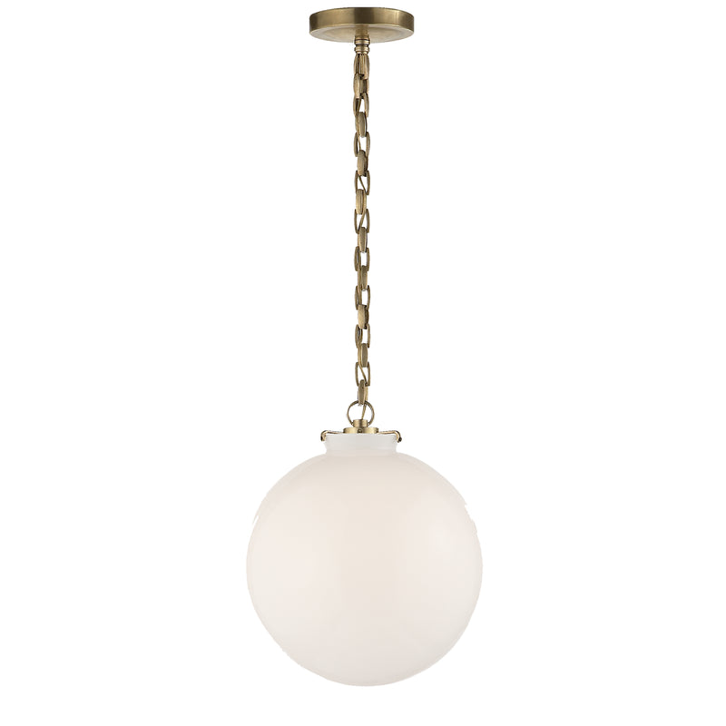 Visual Comfort Signature TOB 5226HAB/G4-WG One Light Pendant, Hand-Rubbed Antique Brass