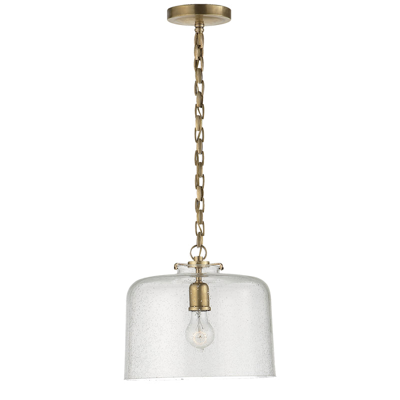 Visual Comfort Signature TOB 5226HAB/G5-SG One Light Pendant, Hand-Rubbed Antique Brass