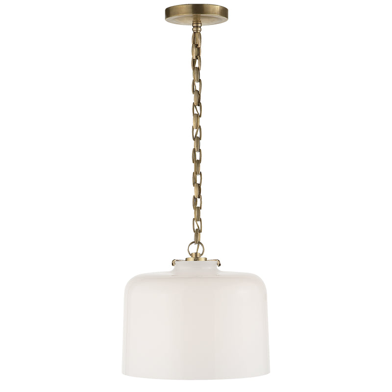 Visual Comfort Signature TOB 5226HAB/G5-WG One Light Pendant, Hand-Rubbed Antique Brass