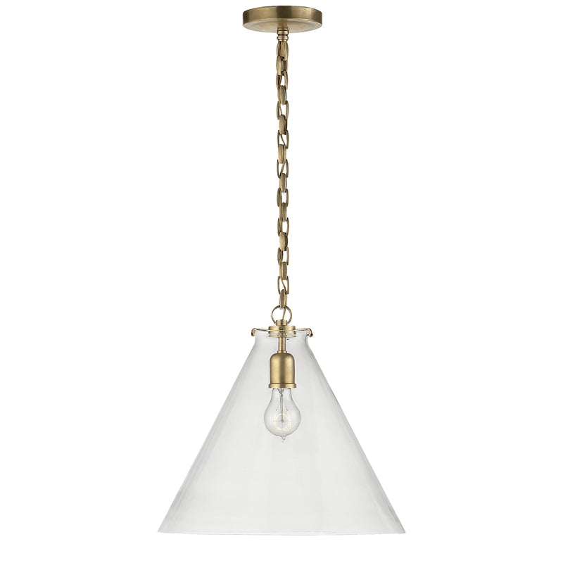 Visual Comfort Signature TOB 5226HAB/G6-CG One Light Pendant, Hand-Rubbed Antique Brass