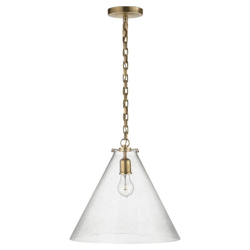 Visual Comfort Signature TOB 5226HAB/G6-SG One Light Pendant, Hand-Rubbed Antique Brass