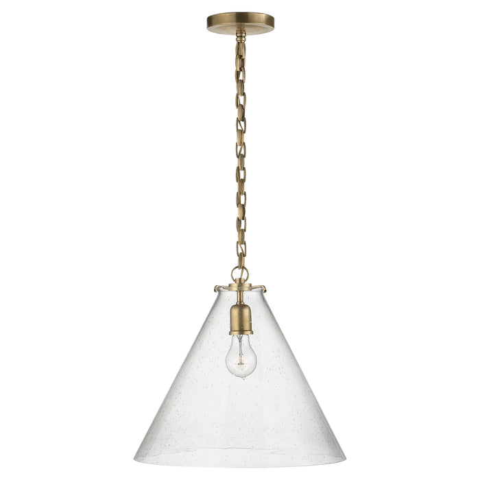 Visual Comfort Signature TOB 5226HAB/G6-SG One Light Pendant, Hand-Rubbed Antique Brass