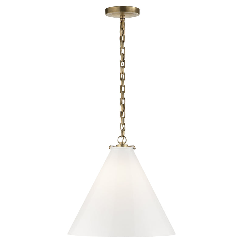 Visual Comfort Signature TOB 5226HAB/G6-WG One Light Pendant, Hand-Rubbed Antique Brass