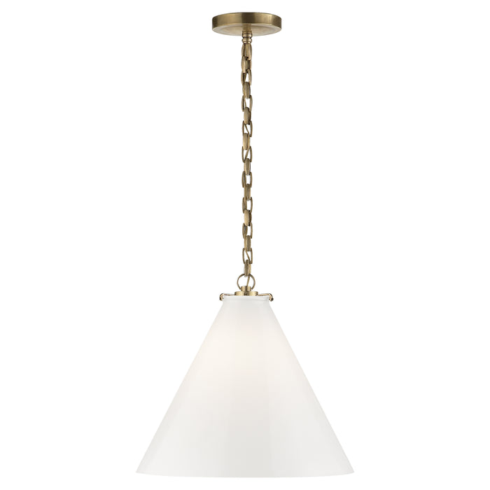 Visual Comfort Signature TOB 5226HAB/G6-WG One Light Pendant, Hand-Rubbed Antique Brass