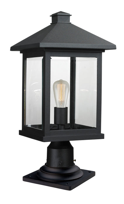 Z-Lite 531PHBR-533PM-BK One Light Outdoor Pier Mounted Fixture, Black