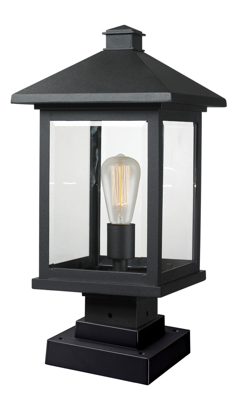 Z-Lite 531PHBS-SQPM-BK One Light Outdoor Pier Mounted Fixture, Black