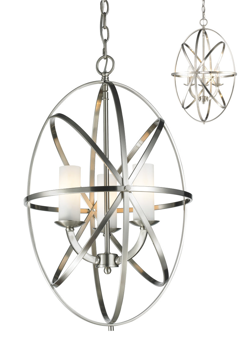 Z-Lite 6027-3S-BN Three Light Chandelier, Brushed Nickel