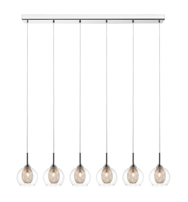 Z-Lite 905-6B Six Light Linear Chandelier, Chrome