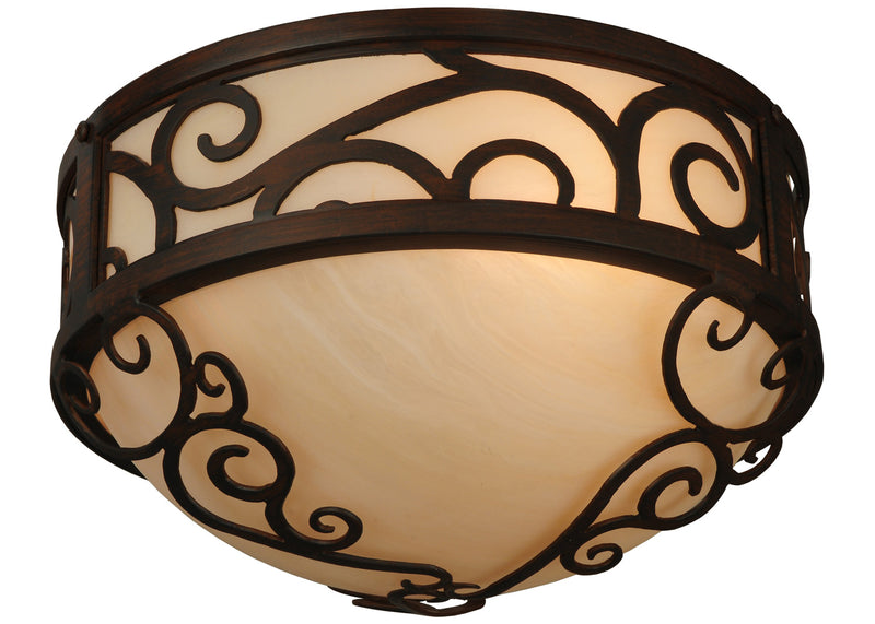 Meyda Tiffany 127259 Three Light Flushmount, Rustic Iron