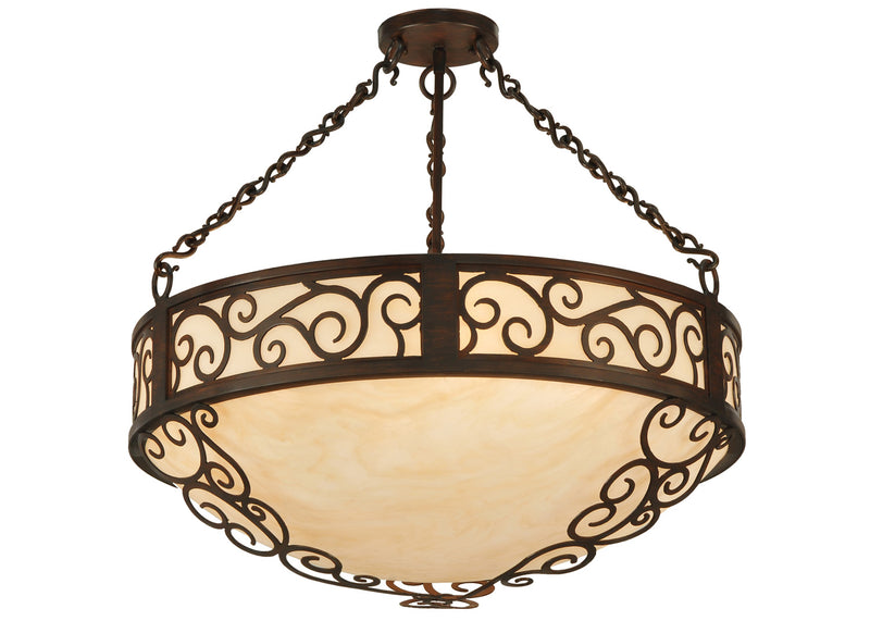 Meyda Tiffany 127260 Four Light Pendant, Rustic Iron