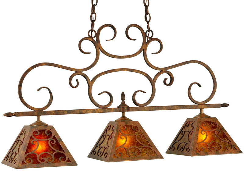 Meyda Tiffany 127374 Three Light Island Pendant, Antique Rust