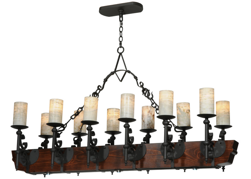 Meyda Tiffany 127483 15 Light Oblong Chandelier, Wrought Iron