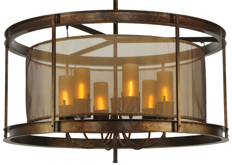 Meyda Tiffany 128040 Six Light Pendant, Gilded Tobacco
