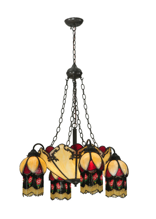 Meyda Tiffany 128352 Eight Light Chandelier, Craftsman Brown