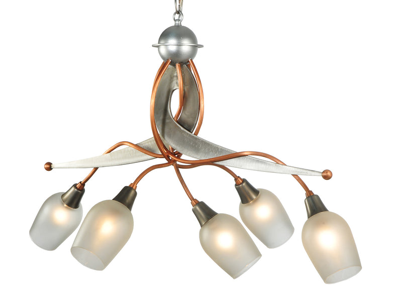 Meyda Tiffany 128524 Five Light Chandelier, Copper And Steel Clear Coated