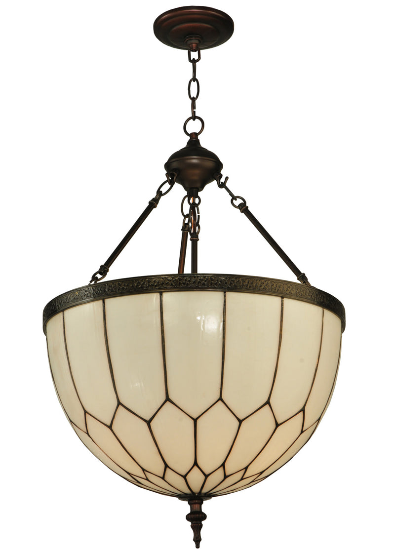 Meyda Tiffany 128612 Three Light Inverted Pendant, Craftsman Brown With Highlight