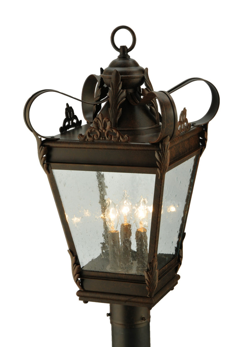 Meyda Tiffany 129190 Three Light Post Mount, Gilded Tobacco