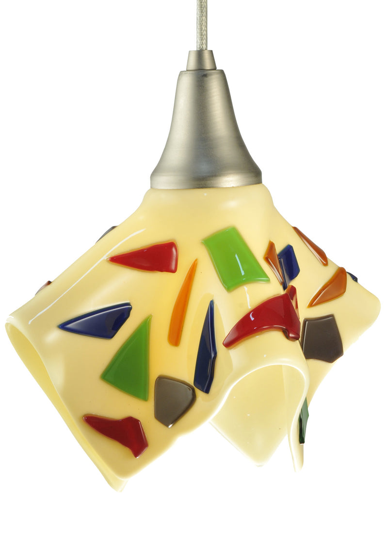 Meyda Tiffany 129583 One Light Mini Pendant, Beige/Multi Chips Random