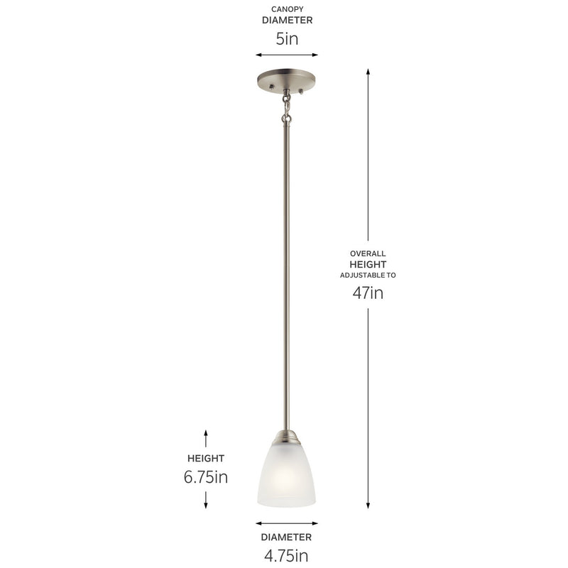 Kichler 43640NI One Light Mini Pendant, Brushed Nickel