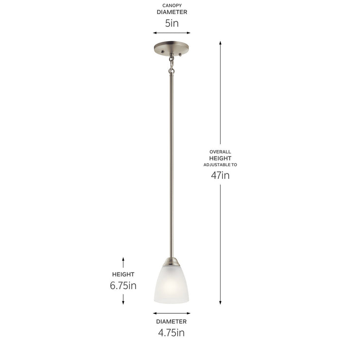 Kichler 43640NI One Light Mini Pendant, Brushed Nickel