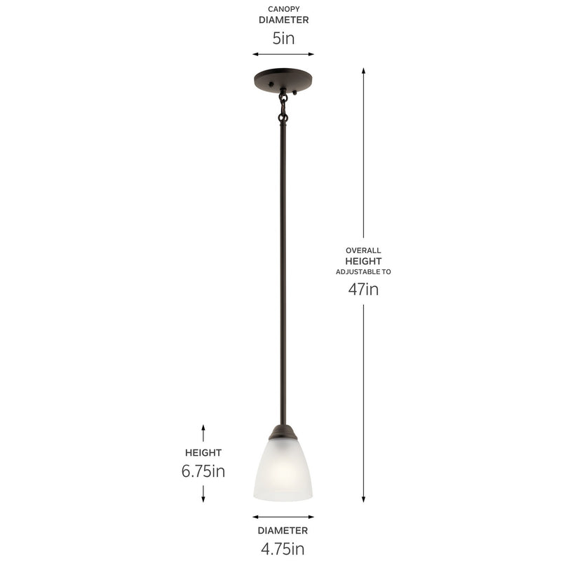 Kichler 43640OZ One Light Mini Pendant, Olde Bronze