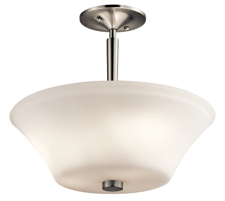 Kichler 43669NI Three Light Semi Flush Mount, Brushed Nickel