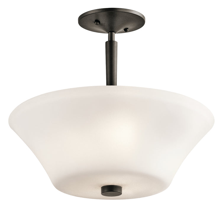Kichler 43669OZ Three Light Semi Flush Mount, Olde Bronze