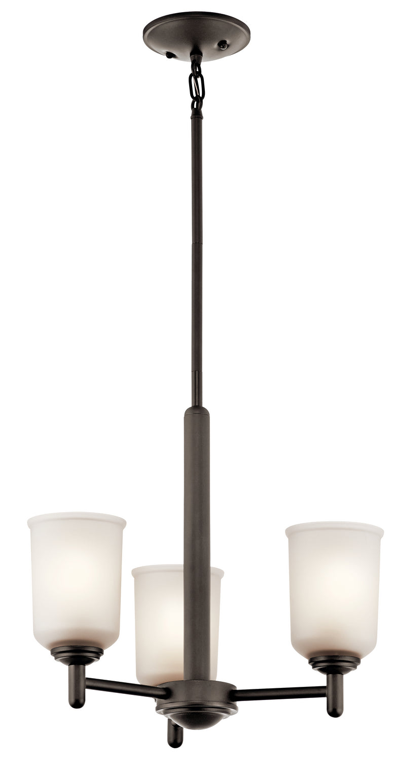 Kichler 43670OZ Three Light Mini Chandelier, Olde Bronze