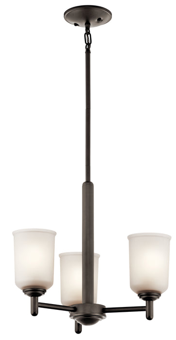 Kichler 43670OZ Three Light Mini Chandelier, Olde Bronze