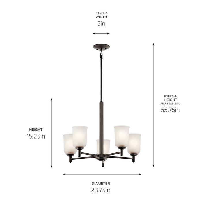 Kichler 43671OZ Five Light Chandelier, Olde Bronze