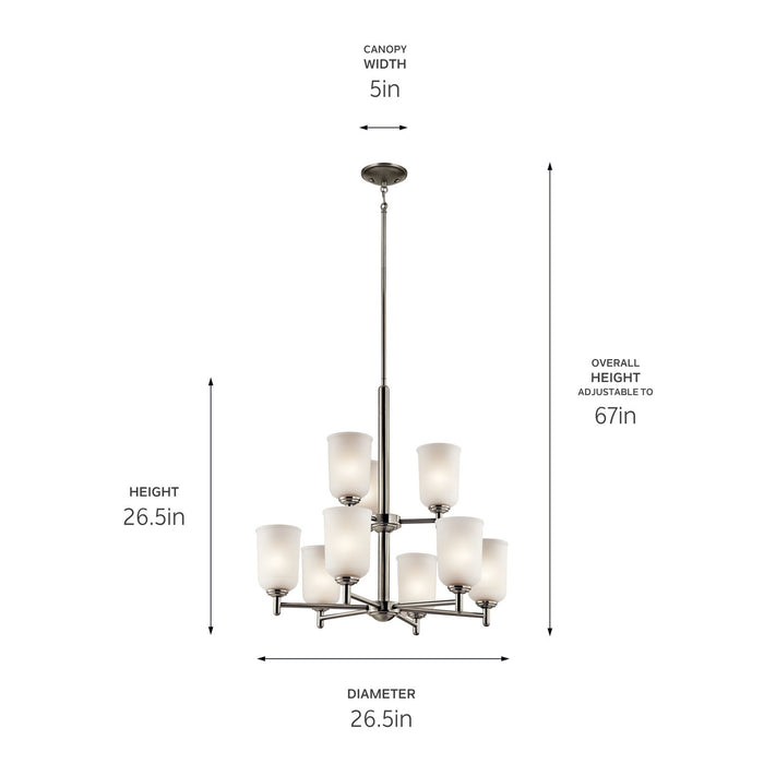 Kichler 43672NI Nine Light Chandelier, Brushed Nickel